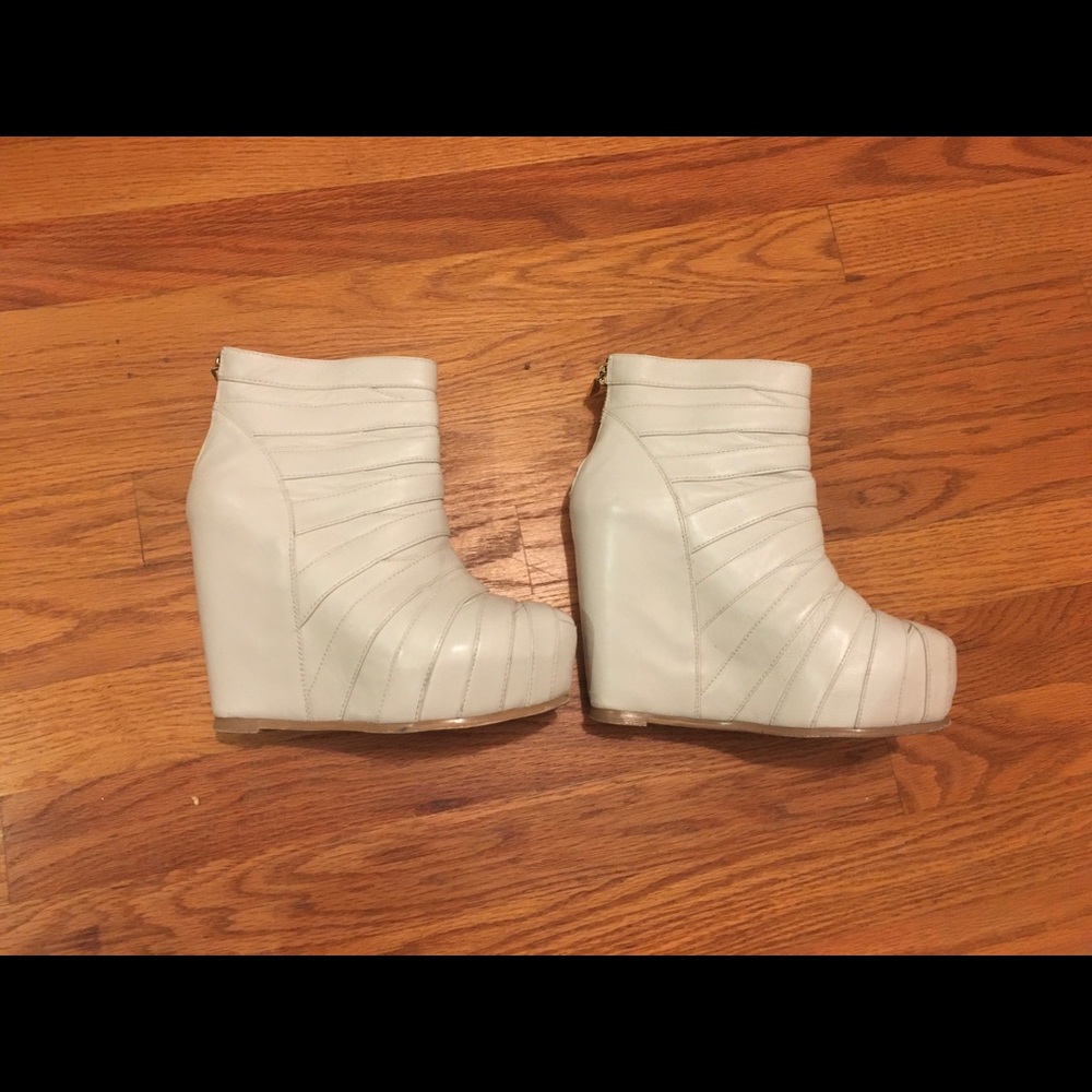 White hidden platform booties
